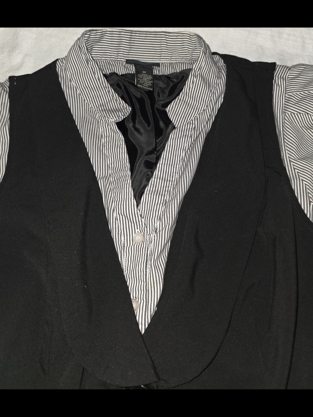 Lane Bryant Black Vest Over Striped Blouse Size 22 - Picture 2 of 5